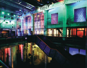 Berghain club interior, Berlin, where DJ Mat Jonson performs minimalist techno
